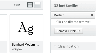 filtrer les polices